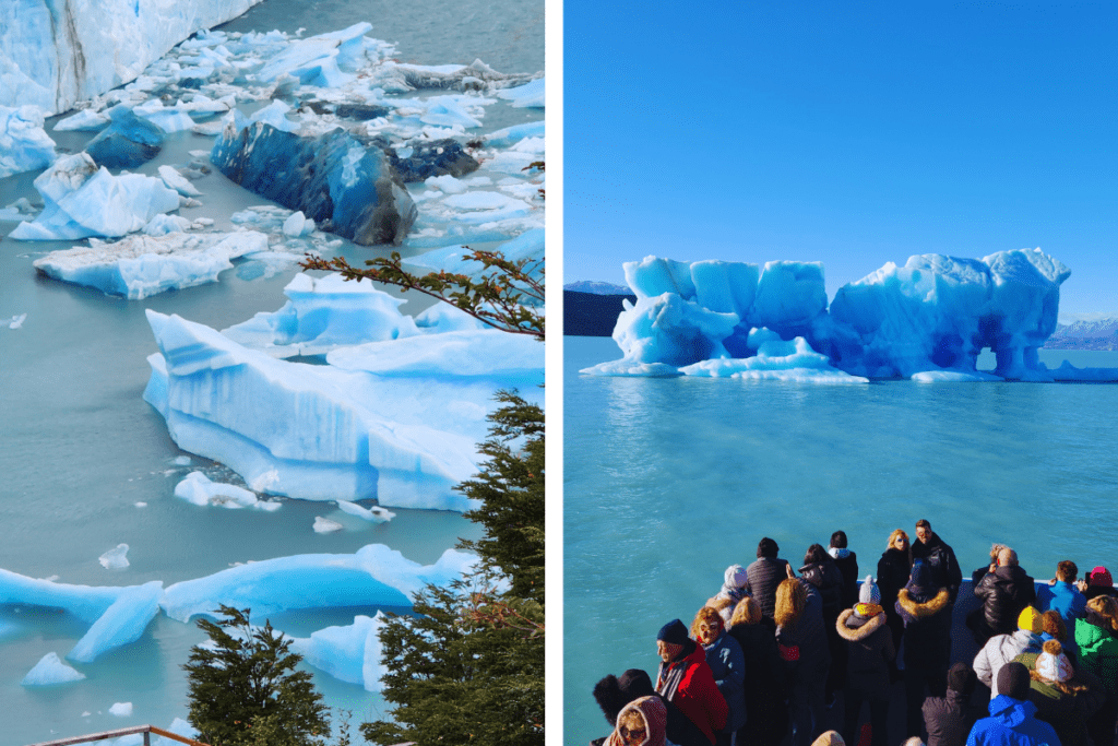 Blocos de gelo flutuantes no Lago Argentino, Parque Nacional Los Glaciares.